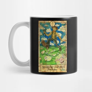 Seven Of Swords. Minor Arcana Tarot Card. Mug